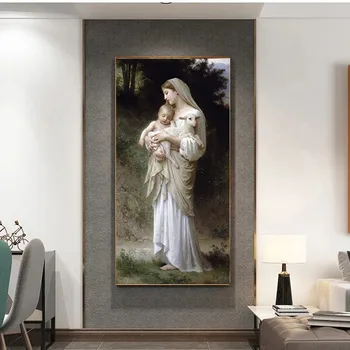 Plátno Obraz Abstraktní Ježíš a Panna Marie Dítě Portrét Plakáty a Tisky Skandinávské Umění Zdi Obraz pro Obývací Pokoj