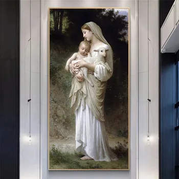 Plátno Obraz Abstraktní Ježíš a Panna Marie Dítě Portrét Plakáty a Tisky Skandinávské Umění Zdi Obraz pro Obývací Pokoj