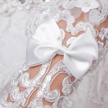 2019 Krásné Krajkové Bílé Skvrny Dlouhé Svatební Rukavice Svatební Rukavice, Svatební Doplňky