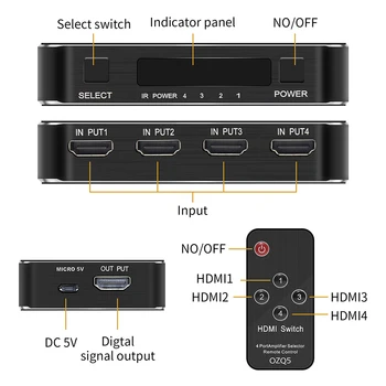 Nové 4K HDMI 2.0 Přepínač Přepínač Splitter 4 v 1 out 4K 60Hz HDR hdmi přepínač, HDCP 2.2, dálkové ovládání pro PS4 pro DVD,Xbox