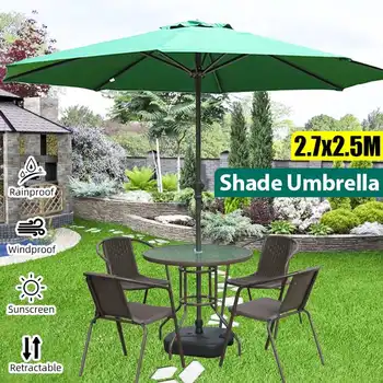 Slunečník Canopy UV Ochranu Deštník Baldachýn Venkovní Slunečník 2,7 m Nepromokavé Terasa Zahradní Slunečník Sun Odstín