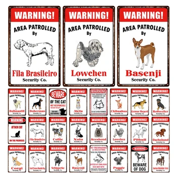 Přizpůsobitelné Nebezpečné Zvíře Útok Varování Plechu Kočka A Pes Pet Shop Přívěsek Plaku Železa Malování Kovové Plechové Znamení