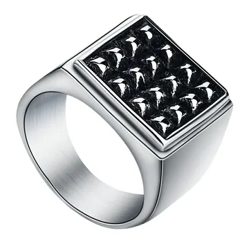Pánské Square Ring Jednoduché Leštěné Nehty Geometrické Prsteny pro Muže z Nerezové Oceli, Punk, Hiphop Pečetní Prsten Šperky velkoobchod