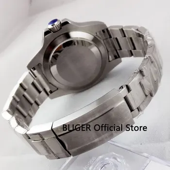 Solidní BLIGER 43mm černá sterilní ciferník safírové sklo, keramická luneta, datum lupa MIYOTA Automatickým strojkem pánské hodinky muži B300
