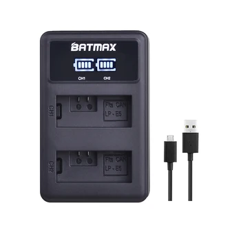 Batmax LP-E5 LPE5 LP E5 Fotoaparát Baterie+LED Dual USB Nabíječka pro Canon EOS EOS Rebel XS, Rebel T1i, Rebel XSi,1000D,500D,450D