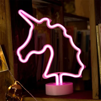 Duha Unicorn Neon Led Noční Lampa Dívky Ložnice Teplý Večer Světlo Pokojová Dekorace 3d Akrylové Stůl Stolní Lampa Dárky