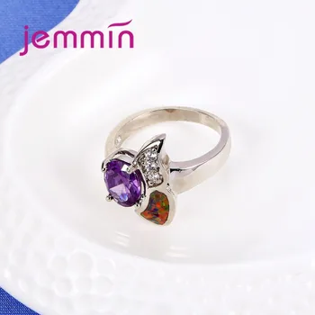 Nové Příjezdu Mystic Design pro Ženy 925 Sterling Silver Šperky Značky Orange Opal Ring Barevné Kroužek