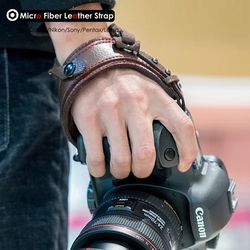 Fotoaparát Micro Fiber Kožený Popruh na Zápěstí DSLR Ruku Pás Držitel Nárazuvzdorný Popruhy pro Canon Nikon Sony Pentax Leica