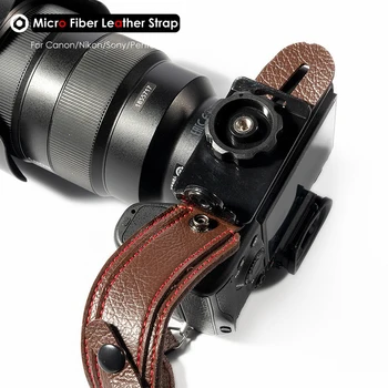 Fotoaparát Micro Fiber Kožený Popruh na Zápěstí DSLR Ruku Pás Držitel Nárazuvzdorný Popruhy pro Canon Nikon Sony Pentax Leica