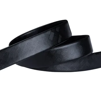 Barry.wang Vysoká Kvalita Muži Popruh Pásu Automatické Ratchet Slide Buckle Belt Set Solid Black Belt Skutečné Hovězí kůže Kůže 3.5