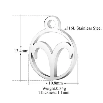 Fnixtar 10.8*13.4 mm z Nerezové Oceli Dvanáct znamení Zvěrokruhu Kovové Přívěsky DIY Souhvězdí Pro Ženy Šperky Mini Přívěsky 12ks/lot
