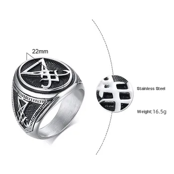 22MM Sigil Lucifer Satanské Prsteny pro Muže z Nerezové Oceli Symbol Pečeť Satan Prsten Démon Straně Lucifer Satanské Šperky