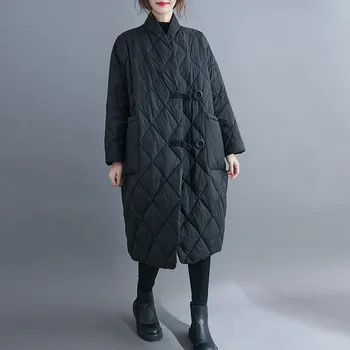 Nový 2020 Podzim Zima Ženy Dlouhé Sako Plus Velikost Prošívané Teplé Lady Lehký Kabát Oversize Puffer Bundy Prošívané Péřové Bundy