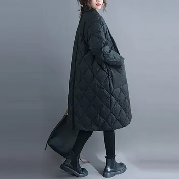 Nový 2020 Podzim Zima Ženy Dlouhé Sako Plus Velikost Prošívané Teplé Lady Lehký Kabát Oversize Puffer Bundy Prošívané Péřové Bundy
