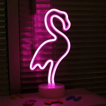 Kaktus Tvar LED Neon Světlo Xmas Party, Romantické Svatební dětský Pokoj Domácí Dekoraci USB Baterie Noční Lampa Flamingo