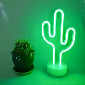 Kaktus Tvar LED Neon Světlo Xmas Party, Romantické Svatební dětský Pokoj Domácí Dekoraci USB Baterie Noční Lampa Flamingo