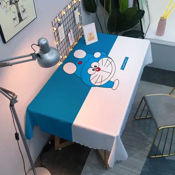Anime Doraemon Červený Ubrus Dekorativní Vodotěsné pro Obdélníkový Jídelní Kávy, psací Stůl 120x120cm ubrus Vánoční pro Domov