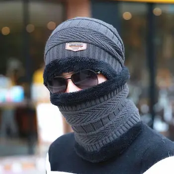 2019 nové zimní módní ležérní pletené čepice muži plus sametové tlusté teplé čepice venkovní větruodolný studené klobouky