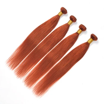 Lucky Queen Brazilské Rovné Vlasy Svazky S Uzavření Oranžové Barvě Ginger Vlasy Tkát Remy Lidské Vlasy Rozšíření