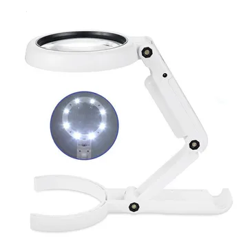 Kapesní Skládací Lupa Poplatek Stolní LED světlo psací stůl Lupa lampa Šperky Lupa USB Čtení Opravy Nástroj Lupa