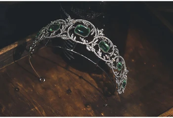 Himstory Princezna Koruna Retro Evropské Nevěsta Svatební Příslušenství, Jasně Zelený Crystal Kamínky Čelenka Jewleires
