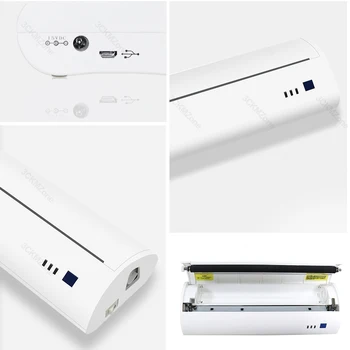 Nejnovější Design A4 USB Tiskárny Přenosný Mini Bluetooth Wireless Printer Podpora PDF Dokumentů, Fotografií z Android iOS Mobilní Tisk