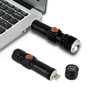 2 Ks Ultra Jasné LED Svítilna USB Nabíjecí Hlava Zoomovatelný Vodotěsné Pochodeň Přenosné Světlo 3 Režimy Osvětlení Vestavěné Baterie