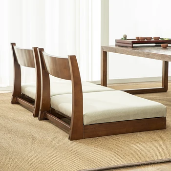Dřevo Zaisu Podlaha Japonské Tatami Meditace Židle W Zadní Podporu Pro Čtení, Relaxační Tv-sledování Semináře Nebo Diskuzní Skupině