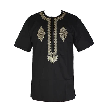 Dashiki šaty pro muže Topy Pánské Africké Vintage Tkaniny Vysoce Kvalitní Bavlny Vyšívané Etnické T-shirt
