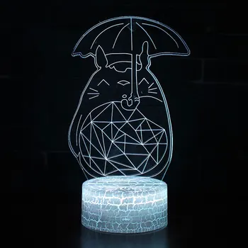 Totoro téma 3D Lampa LED noční světlo 7 Změna Barvy Touch Náladu Lampa Vánoční dárek Dropshippping