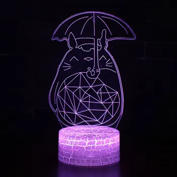 Totoro téma 3D Lampa LED noční světlo 7 Změna Barvy Touch Náladu Lampa Vánoční dárek Dropshippping