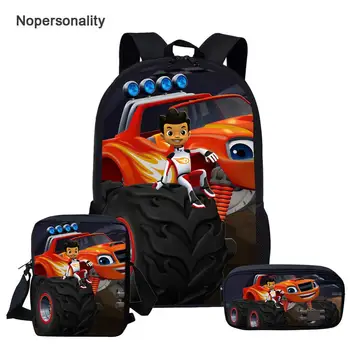 Nopersonlity Blaze a Netvor Stroje Školní Taška Set pro Dospívající Chlapce Chladné Děti Auta Vzor Bookbags Děti Školní tašky