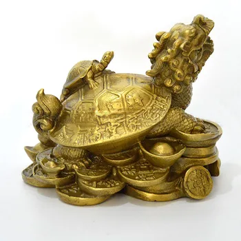 Čínské Fengshui mosaz, drak, želva, Želva bohatství, štěstí, sochy, Kovové řemesla, Feng Shui, Domácí, dekorace dárkové kovové řemeslné
