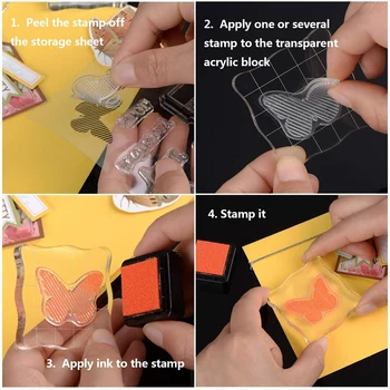 4ks/Set Razítka Pad Nástroje DIY Razítka Akrylový Blok Pad s Mřížkou Grip pro Jasné Razítka Scrapbooking Ruční lisovací Nástroje