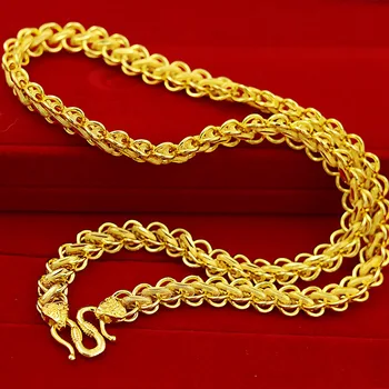 Luxusní Módní 14 K Zlato Náhrdelník pro Muže, Svatební Zásnubní Výročí Jemné Šperky Retro Žluté Zlato Muže Náhrdelník Dárky Mužského