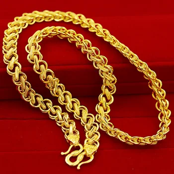 Luxusní Módní 14 K Zlato Náhrdelník pro Muže, Svatební Zásnubní Výročí Jemné Šperky Retro Žluté Zlato Muže Náhrdelník Dárky Mužského