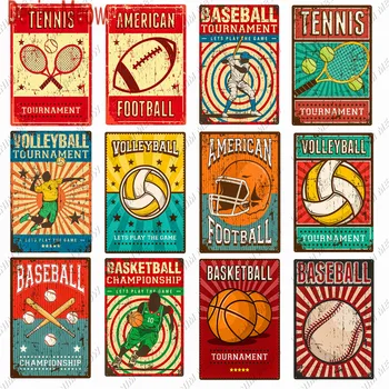 Americký Fotbal Kov, Znamení, Sport Volejbal Tenis, Basketbal, Pojďme Hrát Hru Dekorace na Zeď Umění, Malba, Nálepka WY138