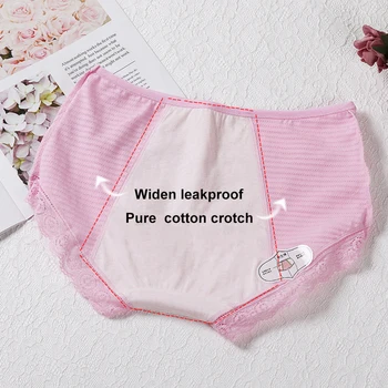 3KS Kalhotek Ženy Plné Ochrany 3 vrstvy Krajky Bavlněné Menstruační Kalhotky v Pračce Inkontinence Funkční spodní Prádlo