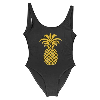Ananas Zlatý Vzor Plavky Ženy, Plavky Jednoho Kusu Plavky plážového oblečení Ženy Plavky Monokini biquini Plus Velikosti