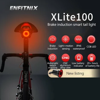 Xlite100 Kolo zadní světla Inteligentní senzor Brzdového světla ENFITNIX usb Silniční kolo MTB Zadní světla a spz držák