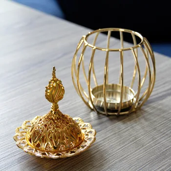 Arabské moderní osobnosti zlaté kovové luxusní kadidlo Evropský styl jednoduchý desktop aromaterapie hořák dekorace LB92303
