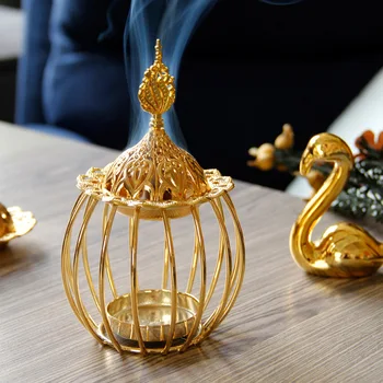 Arabské moderní osobnosti zlaté kovové luxusní kadidlo Evropský styl jednoduchý desktop aromaterapie hořák dekorace LB92303