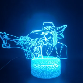 Hra Overwatch Hrdinu Ashe 3D Lampa Cool Dárek pro Dítě Jasný Základ pro Kancelářské Dekorativní Dropship Led Noční Světlo Lampy Atmosféru