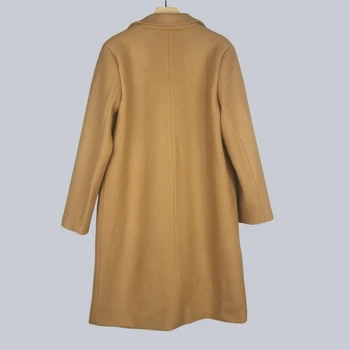 Zimní Kabát Plus Velikosti Ženy Podzim Elegantní Klopě Dlouhý Rukáv Teplý Vlněný Dlouhý Kabát Korejský Styl Kancelář Dáma Velbloud Volné Kabát
