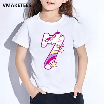 Děti Jednorožec Kreslené Dívky T košile Děti Šťastné Narozeniny Číslo 1-9 Tisk T-shirt Dítě Narozeninám Vtipné Oblečení,HKP5238