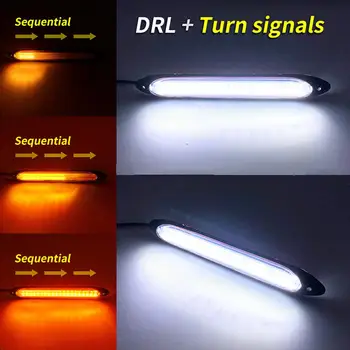 2 Ks Aut DRL LED Světla pro Denní svícení Bílá směrová Žlutá Vodící Lišta pro Montáž Světlometů Drop Shipping 15.5-34,5 cm