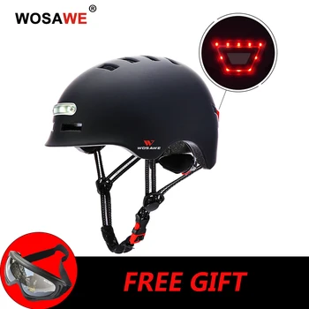 WOSAWE Nové Motocyklové Helmě s Tailligh&Světlomet USB Dobíjecí Signál Upozornění Bezpečnost Kolo, Elektrický Skútr Přilba M L
