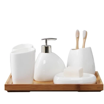 Jednoduché, hloupé bílé keramické Koupelnové Doplňky Set koupelnové sady mytí sady koupelnu Keramické umýt dodávky