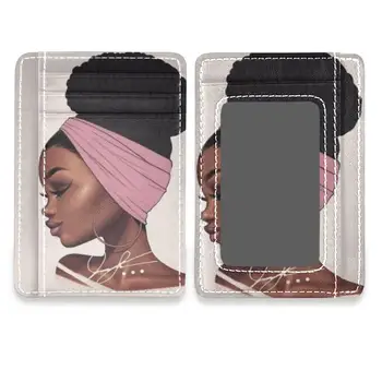 RFID Kreditní Držák do Auta Peněženku Anti-Krádeže Peněženky Kartu Případě Afro Dívky Černé Ženy Mini Kožené Kabelky Zahraničního Obchodu Kreditní Karty