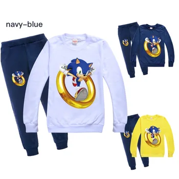 Nová dětská Tepláková souprava Podzimní chlapec Soupravy Oblečení Děti Chlapci Dívky Sonic The Hedgehog Oblečení Děti s Kapucí T-shirt Kalhoty 2ks Vyhovuje